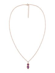 Natural Amethyst Dual Gemstone Gold Pendant with Chain