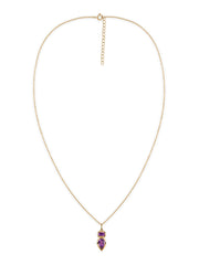 Natural Amethyst Dual Gemstone Gold Pendant with Chain