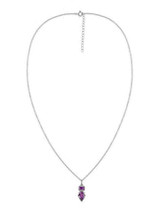 Natural Amethyst Dual Gemstone Gold Pendant with Chain