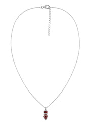 Natural Red Garnet Dual Drop Silver Pendant