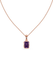 Natural Amethyst Octagon Gold Pendant with Chain