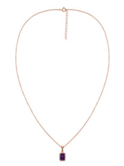 Natural Amethyst Octagon Gold Pendant with Chain