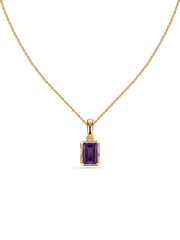 Natural Amethyst Octagon Gold Pendant with Chain