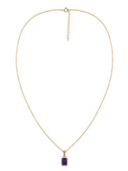 Natural Amethyst Octagon Gold Pendant with Chain