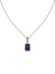 Natural Amethyst Octagon Gold Pendant with Chain