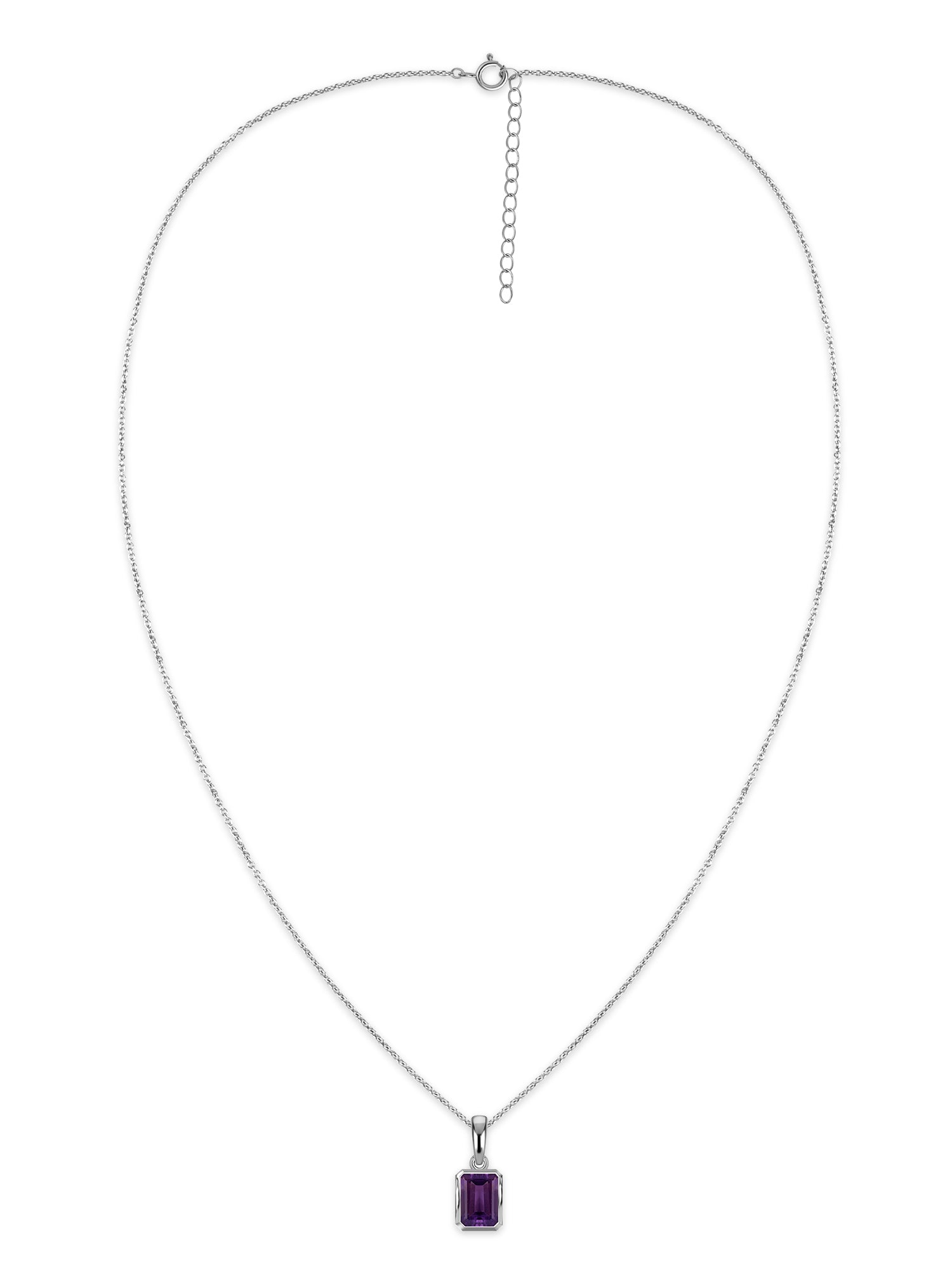 Natural Amethyst Octagon Gold Pendant with Chain