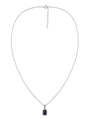 Natural Amethyst Octagon Gold Pendant with Chain