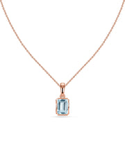 Natural Aquamarine Octagon Gold Pendant with Chain