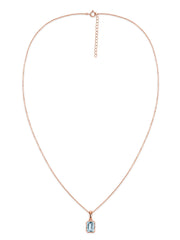 Natural Aquamarine Octagon Gold Pendant with Chain