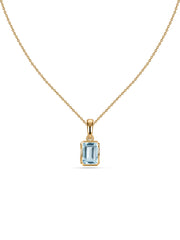 Natural Aquamarine Octagon Gold Pendant with Chain