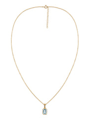 Natural Aquamarine Octagon Gold Pendant with Chain