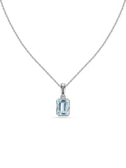 Natural Aquamarine Octagon Gold Pendant with Chain