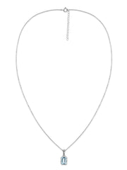 Natural Aquamarine Octagon Gold Pendant with Chain