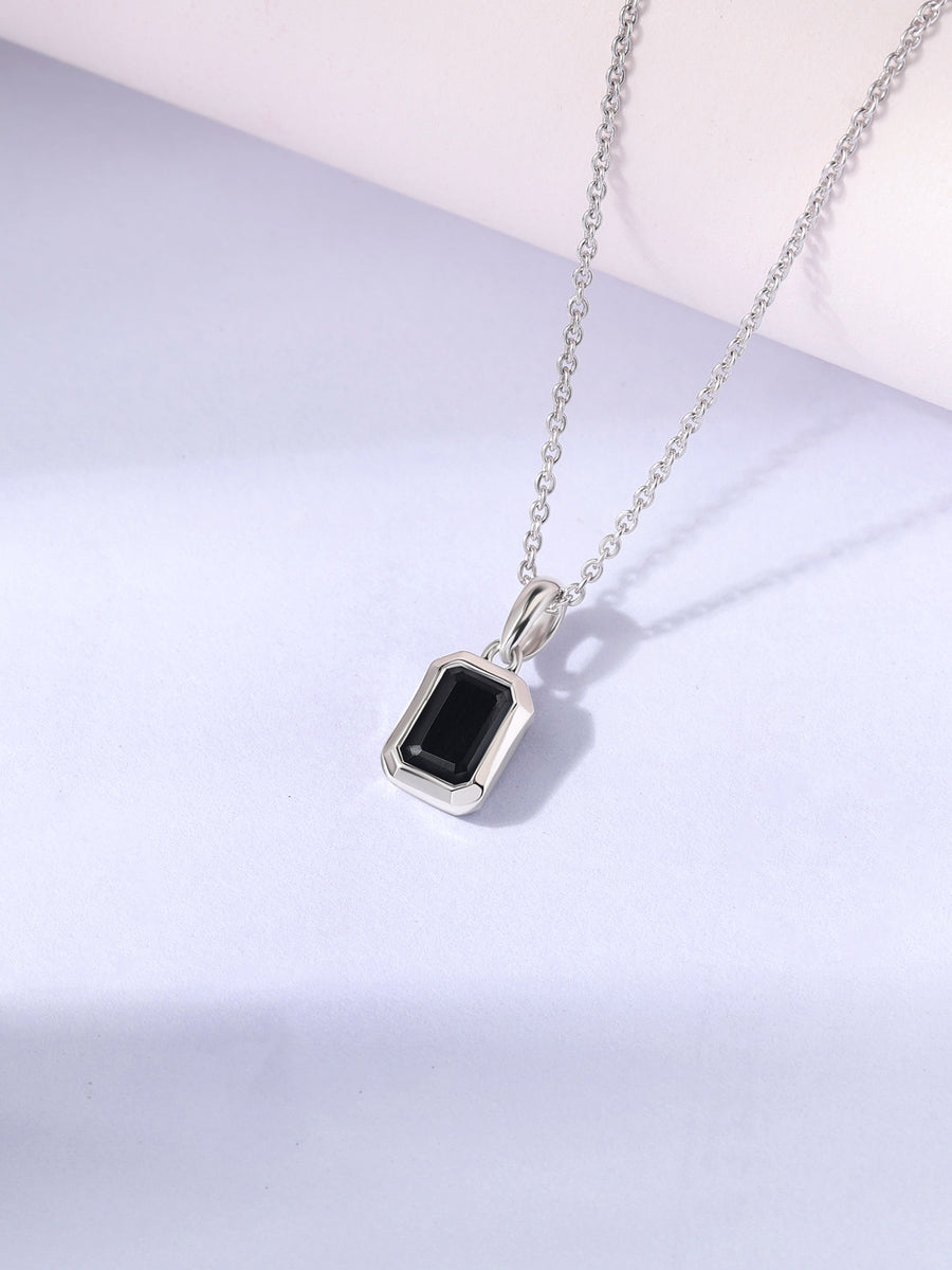 Midnight Glow Silver Pendant With chain