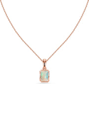 Natural Ethiopian Opal Octagon Gold Pendant with Chain