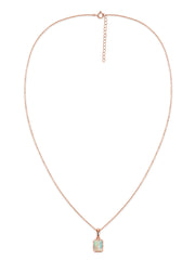 Natural Ethiopian Opal Octagon Gold Pendant with Chain