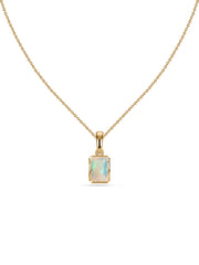 Natural Ethiopian Opal Octagon Gold Pendant with Chain
