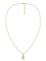 Natural Ethiopian Opal Octagon Gold Pendant with Chain