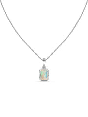 Natural Ethiopian Opal Octagon Gold Pendant with Chain