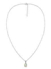 Natural Ethiopian Opal Octagon Gold Pendant with Chain