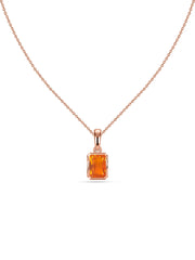 Natural Fire Opal Octagon Gold Pendant with Chain