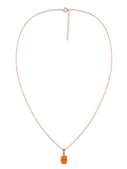 Natural Fire Opal Octagon Gold Pendant with Chain