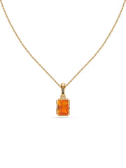 Natural Fire Opal Octagon Gold Pendant with Chain