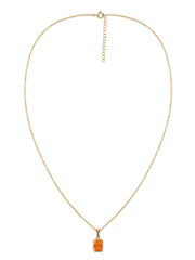 Natural Fire Opal Octagon Gold Pendant with Chain