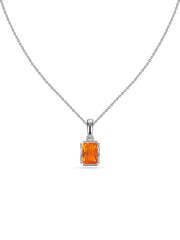 Natural Fire Opal Octagon Gold Pendant with Chain
