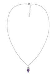 Natural Amethyst Teardrop Gold Pendant with Chain