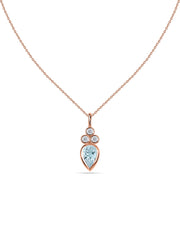 Natural Aquamarine Teardrop Gold Pendant with Chain