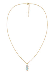 Natural Aquamarine Teardrop Gold Pendant with Chain