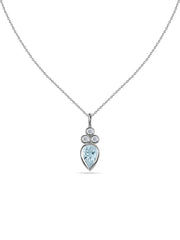 Natural Aquamarine Teardrop Gold Pendant with Chain