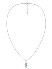 Natural Aquamarine Teardrop Gold Pendant with Chain
