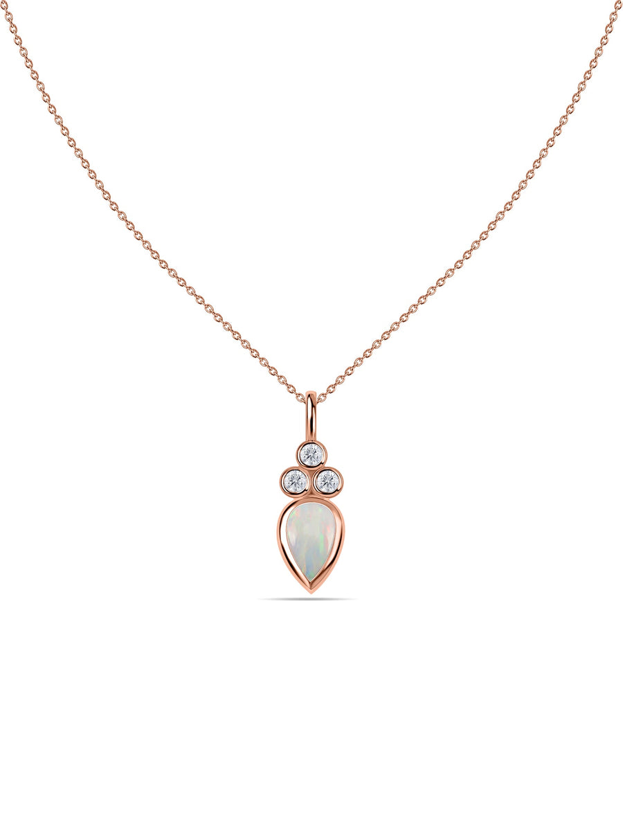 Natural Ethiopian Opal Teardrop Gold Pendant with Chain