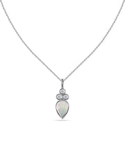 Natural Ethiopian Opal Teardrop Gold Pendant with Chain