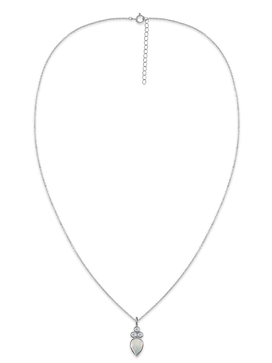 Natural Ethiopian Opal Teardrop Gold Pendant with Chain