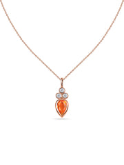 Natural Fire Opal Teardrop Gold Pendant with Chain