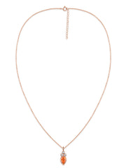 Natural Fire Opal Teardrop Gold Pendant with Chain