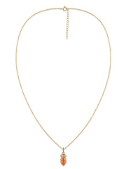 Natural Fire Opal Teardrop Gold Pendant with Chain