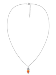 Natural Fire Opal Teardrop Gold Pendant with Chain