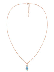 Natural Blue Topaz Teardrop Gold Pendant with Chain