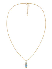 Natural Blue Topaz Teardrop Gold Pendant with Chain