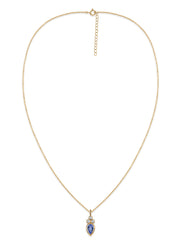 Natural Tanzanite Teardrop Gold Pendant with Chain