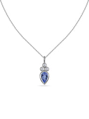 Natural Tanzanite Teardrop Gold Pendant with Chain