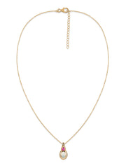 Natural Opal & Pink Tourmaline Gold Drop Pendant with Chain