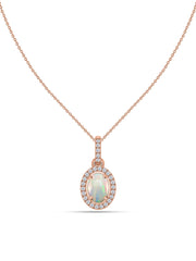 Ethiopian Opal Halo Gold Necklace