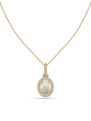 Ethiopian Opal Halo Gold Necklace