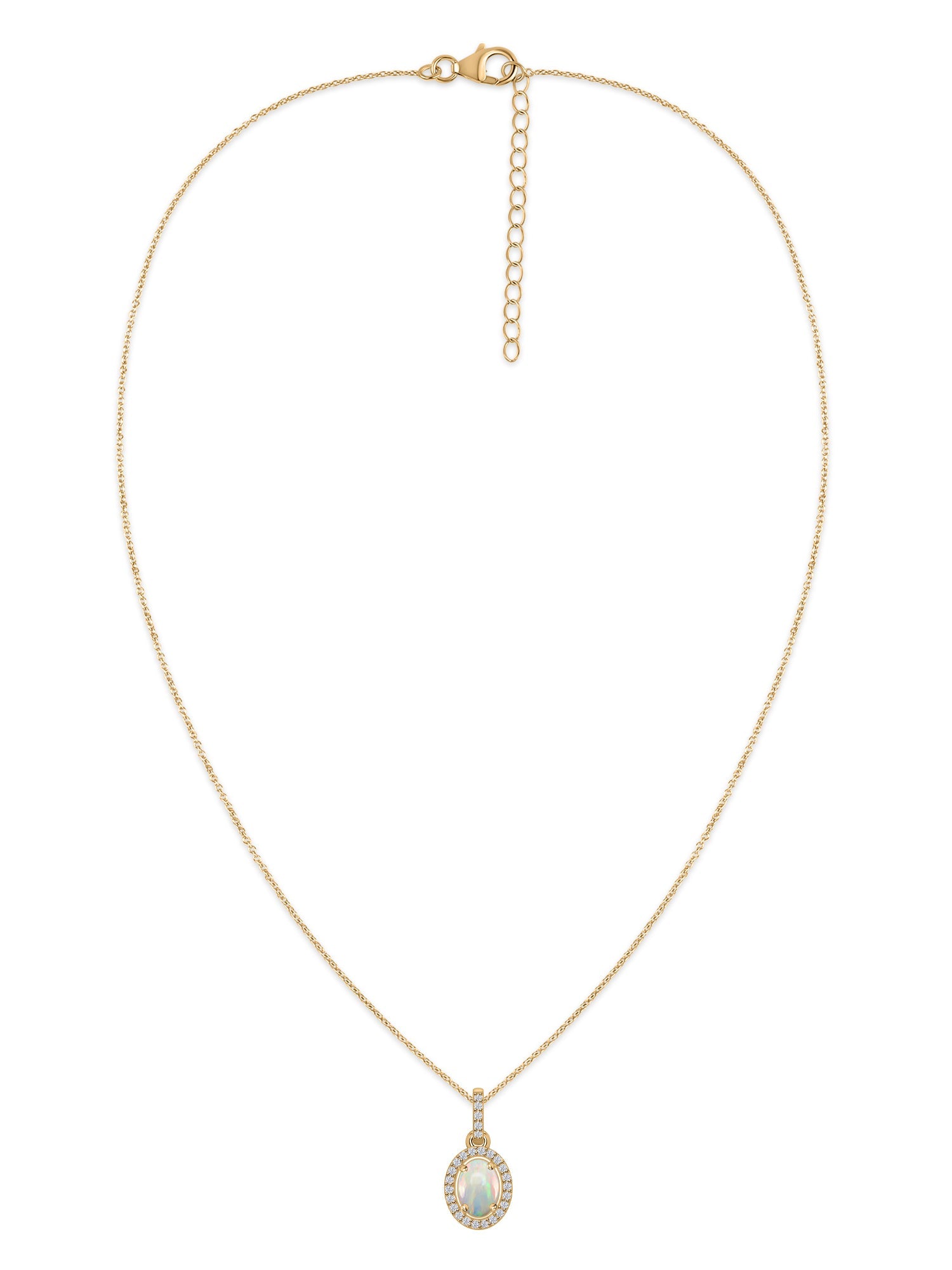 Ethiopian Opal Halo Gold Necklace