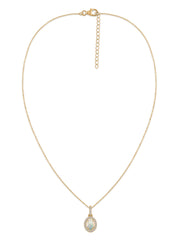 Ethiopian Opal Halo Gold Necklace